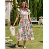 image:imageZeagoo Women Summer Midi A Line Dress Short Sleeve Casual Flowy Tiered Beach Long Sundress with Pockets 2026 Vacation TravelRed White Floral