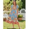 image:imageZeagoo Women Summer Midi A Line Dress Short Sleeve Casual Flowy Tiered Beach Long Sundress with Pockets 2026 Vacation TravelRetro Style