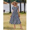 image:imageZeagoo Women Summer Midi A Line Dress Short Sleeve Casual Flowy Tiered Beach Long Sundress with Pockets 2026 Vacation TravelRose Red Floral