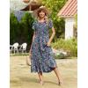image:imageZeagoo Women Summer Midi A Line Dress Short Sleeve Casual Flowy Tiered Beach Long Sundress with Pockets 2026 Vacation TravelRose Red Floral