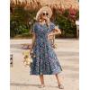 image:imageZeagoo Women Summer Midi A Line Dress Short Sleeve Casual Flowy Tiered Beach Long Sundress with Pockets 2026 Vacation TravelRose Red Floral