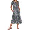 image:imageZeagoo Women Summer Midi A Line Dress Short Sleeve Casual Flowy Tiered Beach Long Sundress with Pockets 2026 Vacation TravelRose Red Floral
