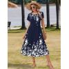 image:imageZeagoo Women Summer Midi A Line Dress Short Sleeve Casual Flowy Tiered Beach Long Sundress with Pockets 2026 Vacation TravelSf103