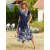 image:imageZeagoo Women Summer Midi A Line Dress Short Sleeve Casual Flowy Tiered Beach Long Sundress with Pockets 2026 Vacation TravelSf103