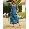 image:imageZeagoo Women Summer Midi A Line Dress Short Sleeve Casual Flowy Tiered Beach Long Sundress with Pockets 2026 Vacation TravelSf114