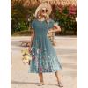 image:imageZeagoo Women Summer Midi A Line Dress Short Sleeve Casual Flowy Tiered Beach Long Sundress with Pockets 2026 Vacation TravelWf115