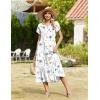 image:imageZeagoo Women Summer Midi A Line Dress Short Sleeve Casual Flowy Tiered Beach Long Sundress with Pockets 2026 Vacation TravelWhite Floral