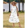 image:imageZeagoo Women Summer Midi A Line Dress Short Sleeve Casual Flowy Tiered Beach Long Sundress with Pockets 2026 Vacation TravelWhite Floral