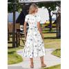 image:imageZeagoo Women Summer Midi A Line Dress Short Sleeve Casual Flowy Tiered Beach Long Sundress with Pockets 2026 Vacation TravelWhite Floral