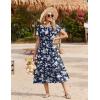 image:imageZeagoo Women Summer Midi A Line Dress Short Sleeve Casual Flowy Tiered Beach Long Sundress with Pockets 2026 Vacation TravelWhite Floral2
