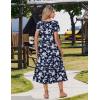 image:imageZeagoo Women Summer Midi A Line Dress Short Sleeve Casual Flowy Tiered Beach Long Sundress with Pockets 2026 Vacation TravelWhite Floral2