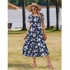 image:imageZeagoo Women Summer Midi A Line Dress Short Sleeve Casual Flowy Tiered Beach Long Sundress with Pockets 2026 Vacation TravelWhite Floral2