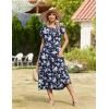 image:imageZeagoo Women Summer Midi A Line Dress Short Sleeve Casual Flowy Tiered Beach Long Sundress with Pockets 2026 Vacation TravelWhite Floral2