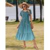 image:imageZeagoo Women Summer Midi A Line Dress Short Sleeve Casual Flowy Tiered Beach Long Sundress with Pockets 2026 Vacation TravelXh363