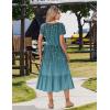 image:imageZeagoo Women Summer Midi A Line Dress Short Sleeve Casual Flowy Tiered Beach Long Sundress with Pockets 2026 Vacation TravelXh363
