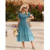 image:imageZeagoo Women Summer Midi A Line Dress Short Sleeve Casual Flowy Tiered Beach Long Sundress with Pockets 2026 Vacation TravelXh363