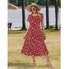 image:imageZeagoo Women Summer Midi A Line Dress Short Sleeve Casual Flowy Tiered Beach Long Sundress with Pockets 2026 Vacation TravelXh546