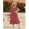 image:imageZeagoo Women Summer Midi A Line Dress Short Sleeve Casual Flowy Tiered Beach Long Sundress with Pockets 2026 Vacation TravelXh546
