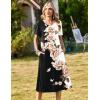 image:imageZeagoo Womens Casual Dresses for Summer Short Sleeve Flare Midi Dress Loose Beach Sundress Pleated Front Dress with PocketsBlack White