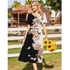 image:imageZeagoo Womens Casual Dresses for Summer Short Sleeve Flare Midi Dress Loose Beach Sundress Pleated Front Dress with PocketsBlack White
