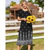 image:imageZeagoo Womens Casual Dresses for Summer Short Sleeve Flare Midi Dress Loose Beach Sundress Pleated Front Dress with PocketsMz938 Black Floral