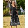 image:imageZeagoo Womens Casual Dresses for Summer Short Sleeve Flare Midi Dress Loose Beach Sundress Pleated Front Dress with PocketsMz938 Black Floral