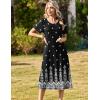 image:imageZeagoo Womens Casual Dresses for Summer Short Sleeve Flare Midi Dress Loose Beach Sundress Pleated Front Dress with PocketsMz938 Black Floral