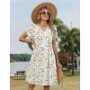 image:imageZeagoo Womens Casual Dresses with Pockets Summer Floral VNeck ALine Tshirt Dress Short Sleeve Mini Dress Beach SundressA02white Floral