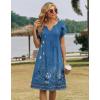 image:imageZeagoo Womens Casual Dresses with Pockets Summer Floral VNeck ALine Tshirt Dress Short Sleeve Mini Dress Beach SundressA03blue Floral