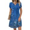 image:imageZeagoo Womens Casual Dresses with Pockets Summer Floral VNeck ALine Tshirt Dress Short Sleeve Mini Dress Beach SundressA03blue Floral