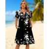 image:imageZeagoo Womens Casual Dresses with Pockets Summer Floral VNeck ALine Tshirt Dress Short Sleeve Mini Dress Beach SundressBlack Floral