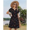 image:imageZeagoo Womens Casual Dresses with Pockets Summer Floral VNeck ALine Tshirt Dress Short Sleeve Mini Dress Beach SundressBlack Printed