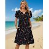 image:imageZeagoo Womens Casual Dresses with Pockets Summer Floral VNeck ALine Tshirt Dress Short Sleeve Mini Dress Beach SundressBlack Printed