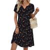 image:imageZeagoo Womens Casual Dresses with Pockets Summer Floral VNeck ALine Tshirt Dress Short Sleeve Mini Dress Beach SundressBlack Printed