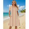 image:imageZeagoo Womens Casual Dresses with Pockets Summer Floral VNeck ALine Tshirt Dress Short Sleeve Mini Dress Beach SundressKhaki Stripe