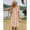 image:imageZeagoo Womens Casual Dresses with Pockets Summer Floral VNeck ALine Tshirt Dress Short Sleeve Mini Dress Beach SundressKhaki Stripe