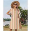 image:imageZeagoo Womens Casual Dresses with Pockets Summer Floral VNeck ALine Tshirt Dress Short Sleeve Mini Dress Beach SundressKhaki Stripe