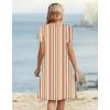 image:imageZeagoo Womens Casual Dresses with Pockets Summer Floral VNeck ALine Tshirt Dress Short Sleeve Mini Dress Beach SundressKhaki Stripe