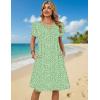 image:imageZeagoo Womens Casual Dresses with Pockets Summer Floral VNeck ALine Tshirt Dress Short Sleeve Mini Dress Beach SundressLight Green