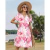 image:imageZeagoo Womens Casual Dresses with Pockets Summer Floral VNeck ALine Tshirt Dress Short Sleeve Mini Dress Beach SundressPink Marble Printed