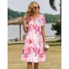 image:imageZeagoo Womens Casual Dresses with Pockets Summer Floral VNeck ALine Tshirt Dress Short Sleeve Mini Dress Beach SundressPink Marble Printed