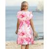 image:imageZeagoo Womens Casual Dresses with Pockets Summer Floral VNeck ALine Tshirt Dress Short Sleeve Mini Dress Beach SundressPink Marble Printed