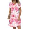 image:imageZeagoo Womens Casual Dresses with Pockets Summer Floral VNeck ALine Tshirt Dress Short Sleeve Mini Dress Beach SundressPink Marble Printed