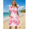 image:imageZeagoo Womens Casual Dresses with Pockets Summer Floral VNeck ALine Tshirt Dress Short Sleeve Mini Dress Beach SundressPink Marble Printed
