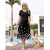 image:imageZeagoo Womens Casual Summer Dress 2026 Petal Short Sleeve Dresses with Pleats Midi A Line Flowy Dress Boho SundressBlack Floral