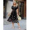 image:imageZeagoo Womens Casual Summer Dress 2026 Petal Short Sleeve Dresses with Pleats Midi A Line Flowy Dress Boho SundressBlack Floral