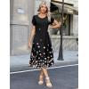 image:imageZeagoo Womens Casual Summer Dress 2026 Petal Short Sleeve Dresses with Pleats Midi A Line Flowy Dress Boho SundressBlack Floral