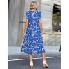 image:imageZeagoo Womens Casual Summer Dress 2026 Petal Short Sleeve Dresses with Pleats Midi A Line Flowy Dress Boho SundressBlue Floral 02