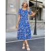 image:imageZeagoo Womens Casual Summer Dress 2026 Petal Short Sleeve Dresses with Pleats Midi A Line Flowy Dress Boho SundressBlue Floral 02