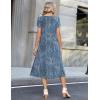 image:imageZeagoo Womens Casual Summer Dress 2026 Petal Short Sleeve Dresses with Pleats Midi A Line Flowy Dress Boho SundressBlue Floral 03